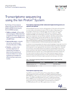 Transcriptome sequencing using the Ion Proton System