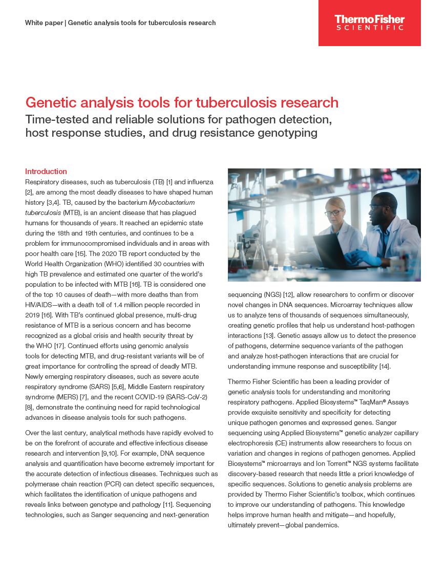 White paper: Genetic analysis tools for tuberculosis research